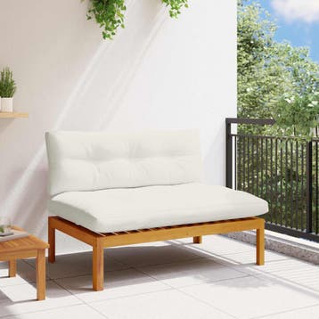 vidaXL Tuin Midden Sofa Natuurlijk en Crème Wit Acaciahout, Verzenden, Nieuw