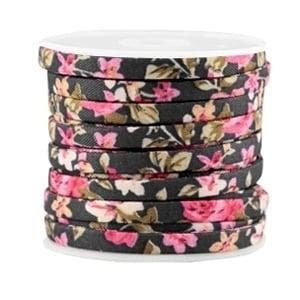 20 cm Trendy plat koord 5mm Black - rose (Sieraden koord), Ophalen of Verzenden, Nieuw, Draad