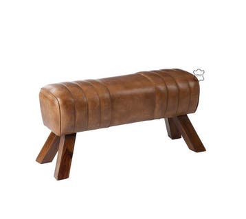 Gym Hall Bench - Real Leather - Gangbankje - Leder, Hout