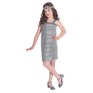 Zilveren Charleston Kostuum Kind, Kleding | Dames, Ophalen of Verzenden, Nieuw