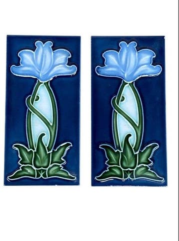 Jugendstil Tegel (2) - Bloem - gilliot & cie - Art Nouveau -, Antiek en Kunst