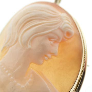 Antiek gouden broche/hanger met camee, Gebruikt, Ophalen of Verzenden, Met edelsteen, Goud