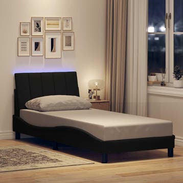 vidaXL Bedframe zonder matras Hanko 90x200 cm stof zwart, 90 cm, Eenpersoons, Verzenden, Zwart