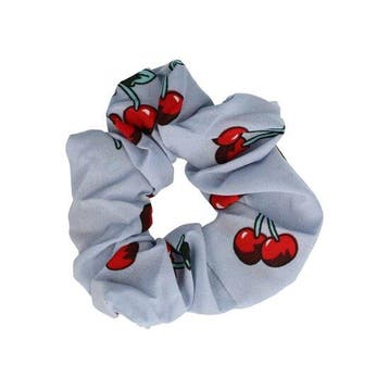 Haarelastiek Scrunchie – Kersenprint – Gladde Stof – Rood, Nieuw