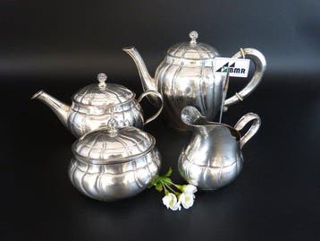 Koffie- en theeservies (4) - .800 zilver - Oud-Duitsland