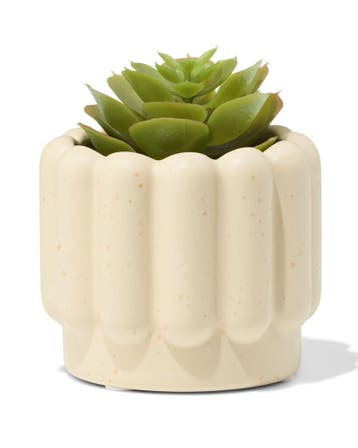 HEMA Bloempot 7x6cm keramiek ribbels zand, Verzenden