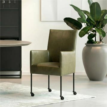 Leren eetkamerstoel Spark - Granada Moss (olijf/groen) -, Overige kleuren, Nieuw, Ophalen of Verzenden, Industrieel, Modern