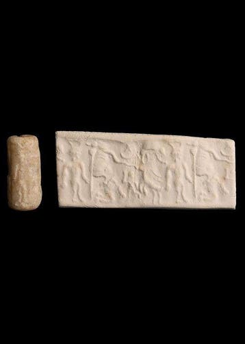 Mesopotamisch Albast Cylinder seal (Zonder minimumprijs)