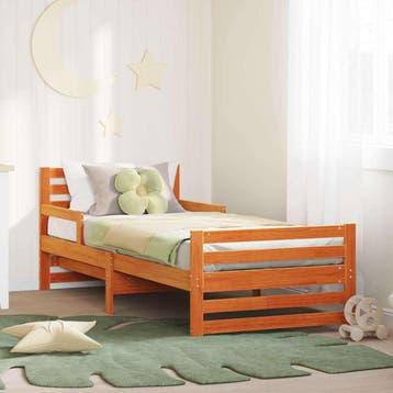 vidaXL Bedframe met hoofdeinde Wasbruin 80 x 200 cm Bewerkt, Verzenden, Nieuw, Bruin, Hout