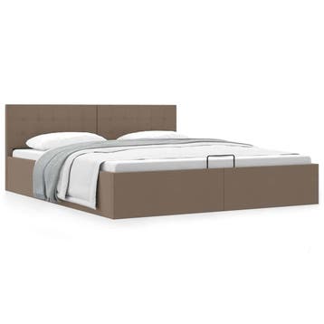 vidaXL Bedframe met hydraulische opslag stof taupe 180x200, Eenpersoons, Verzenden, Nieuw, 80 cm