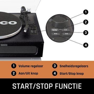 Platenspeler met speakers - Bluetooth - Auto-stop - Zwart -, Verzenden, Zo goed als nieuw