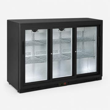 Professionele Barkoeler 308L – 3 Glazen Schuifdeuren – Zwart, Ophalen, Nieuw