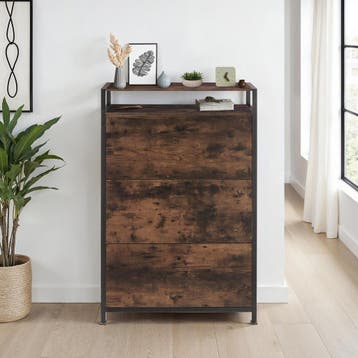 Schoenenkast - Industrieel hout donker, rustiek, 81 cm, Verzenden, Nieuw