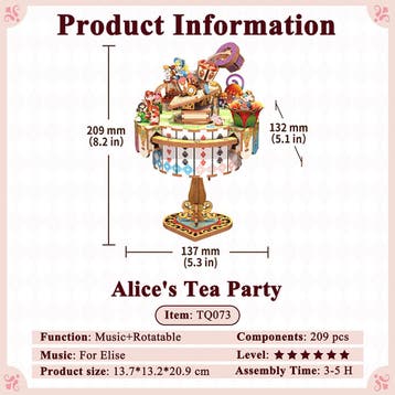 Tone-Cheer muziekdoosje Alice Tea Party DIY Modelbouw Knu..., Verzenden, Nieuw