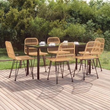vidaXL 7-delige Tuinset poly rattan, Verzenden, Nieuw, 6 zitplaatsen, Tuinset