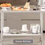 RVS Werktafel op Wielen – Verstelbare Plank, 2 Lagen, Verzenden, Nieuw