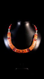 Vintage Berber-sieraad - Rode koraal Halsketting - Hoogte: