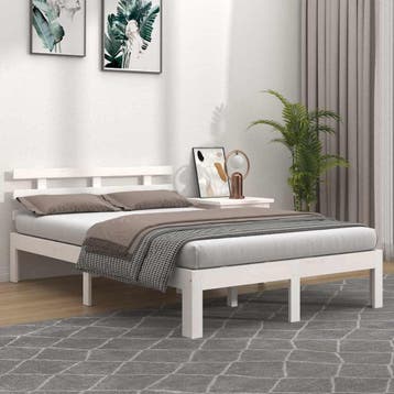 vidaXL Bedframe massief hout wit 140x200 cm, Verzenden, Wit, 140 cm, 200 cm