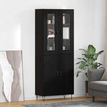 vidaXL buffetkast Wit en Zwart Eiken 69,5 x 34 x 180 cm, Verzenden, Nieuw, 50 tot 100 cm, Minder dan 100 cm