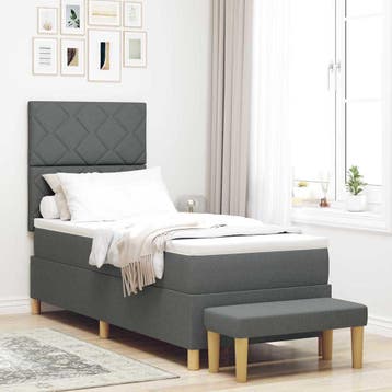 vidaXL Boxspring bed met hoofdeinde Donkergrijs 200 x 80 cm, Verzenden, Nieuw, Eenpersoons, Grijs