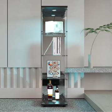 Moderne Glazen Vitrinekast – LED, 4 Lagen en Deur, Verzenden, Nieuw