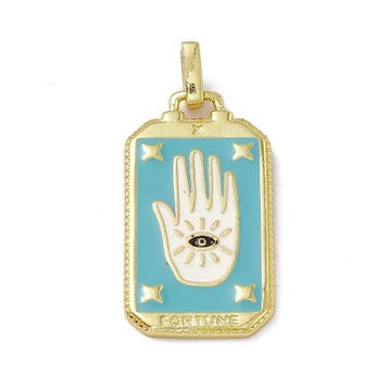 Bedel emaille rechtoek licht blauwe Tarot kaart hand goud..., Ophalen of Verzenden, Nieuw, Kraal