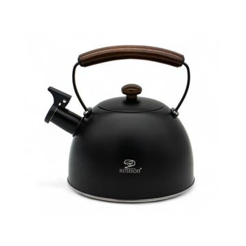 Meyerhoff Fluitketel 2,5 L – RVS Mat Zwart – Houten, Ophalen of Verzenden, Nieuw