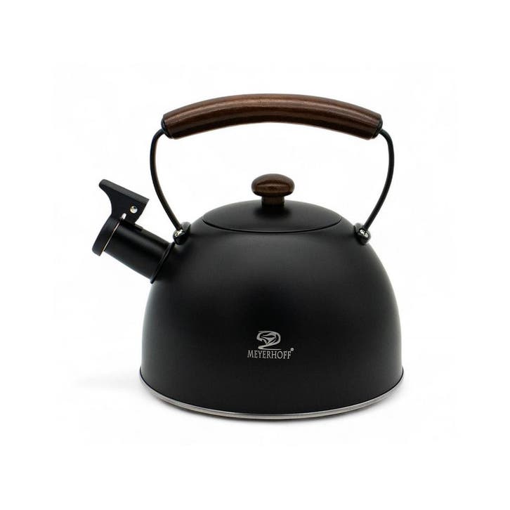 Meyerhoff Fluitketel 2,5 L – RVS Mat Zwart – Houten, Witgoed en Apparatuur, Waterkokers, Ophalen of Verzenden