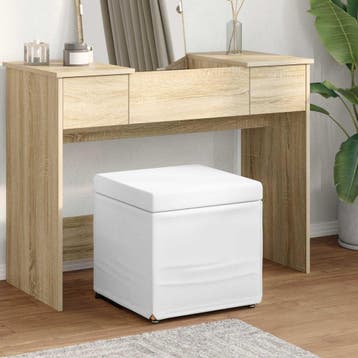 vidaXL Kruk Wit 41 x 41 x 40 cm Nepleer en Gefabriceerd Hout, Verzenden, Nieuw