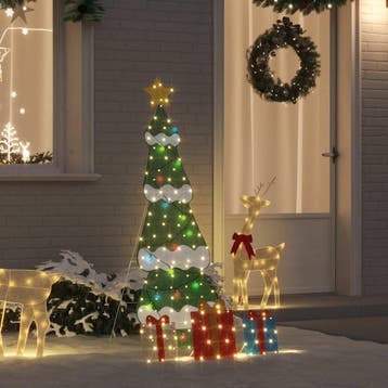 vidaXL Verlichte Kerstboom met 3 Cadeau Dozen 2D Warm Wit, Verzenden, Nieuw