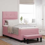 vidaXL Boxspring bed met hoofdeinde Roze 200 x 80 cm Fluweel, Verzenden, Nieuw, Stof