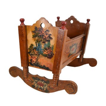 Poppen schommelwiegje - Antiek - Hout