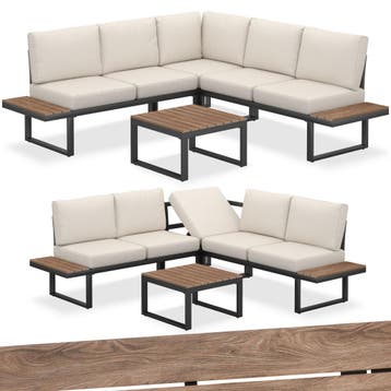 Tuinset Eliar, 4-delig, met aluminium frame - zwart, Verzenden, Nieuw