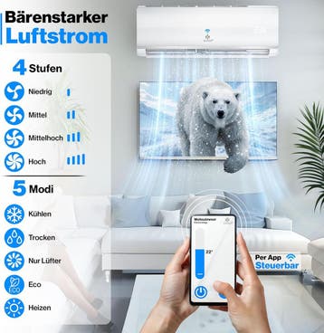Split Unit Airco - Airconditioning - Warm & Koud - 9000 BTU, Verzenden, Zo goed als nieuw