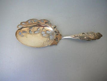 Lepel - Zilver - Visschep, Antiek en Kunst