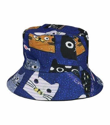 Bucket Hat Hoedje – Katten Print - Omkeerbaar – One Size –, Kleding | Dames, Nieuw
