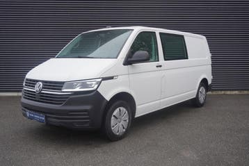 Volkswagen Transporter 110pk L2H1 Navigatie Achterdeuren App, Gebruikt, Euro 6, Volkswagen, Wit