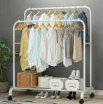 Dubbel Kledingrek met Wielen – 2 Hangrails en Legplank, Verzenden, Nieuw