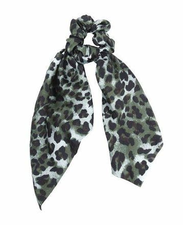 Haarelastiek Scrunchie – Panterprint – 25cm Linten – Gladde, Nieuw