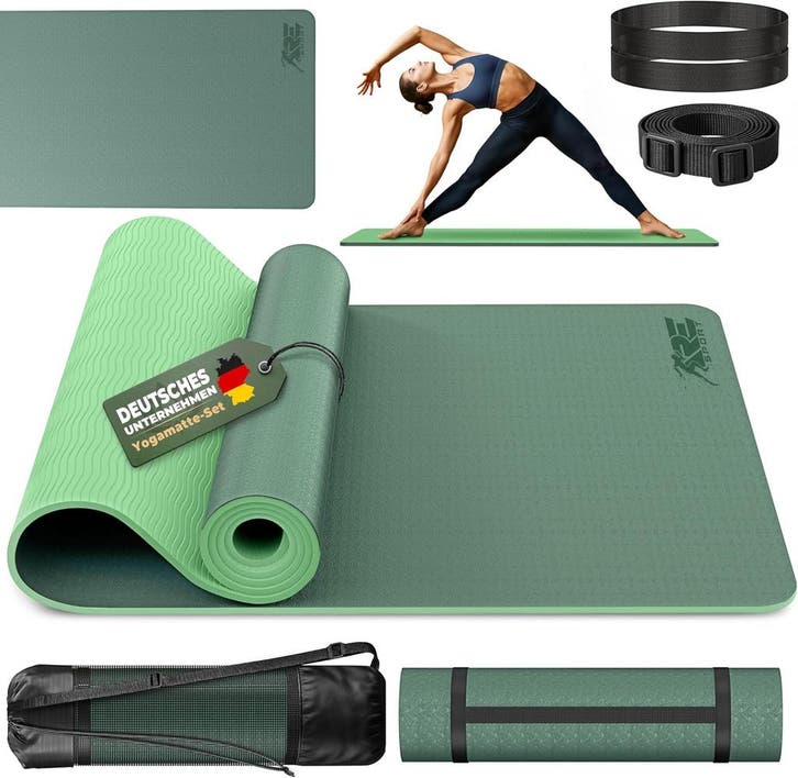 Yogamat - Fitness mat - Sportmat - Yoga mat extra dik - 183x, Sport en Fitness, Yoga en Pilates, Zo goed als nieuw, Verzenden