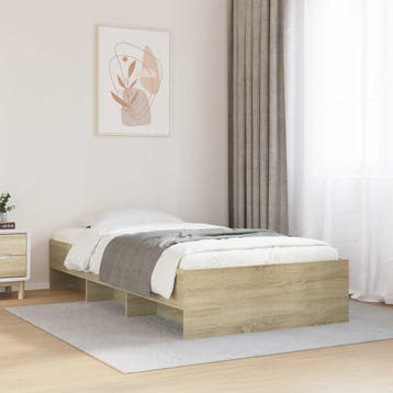 vidaXL Bedframe met plank Sonoma Eiken 80 x 200 cm Bewerkt, Eenpersoons, Bruin, Verzenden, Nieuw