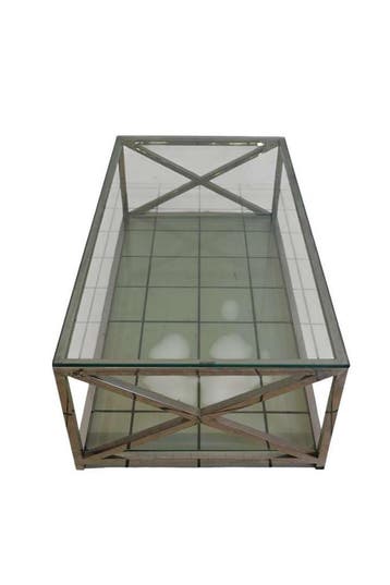 Moderne glazen salontafel – rechthoekige tafel met chromen/R, Huis en Inrichting, Ophalen of Verzenden, Nieuw