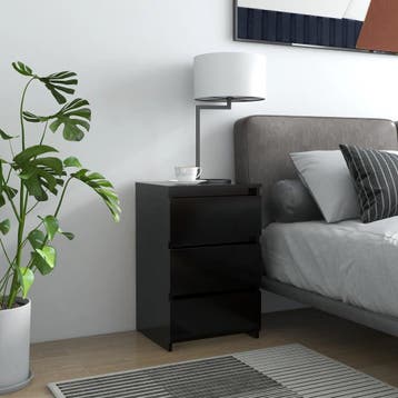 vidaXL Nachtkastje 40x35x62,5 cm bewerkt hout zwart, Huis en Inrichting, Minder dan 45 cm, Verzenden, Nieuw, 55 tot 70 cm
