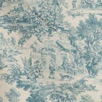 AA014 - Splendido Toile de Jouy Turquoise - Meubelstof - 300