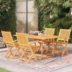 vidaXL 5-delige Tuinset massief teakhout, Tuin en Terras, Tuinsets en Loungesets, 4 zitplaatsen, Verzenden, Nieuw, Tuinset