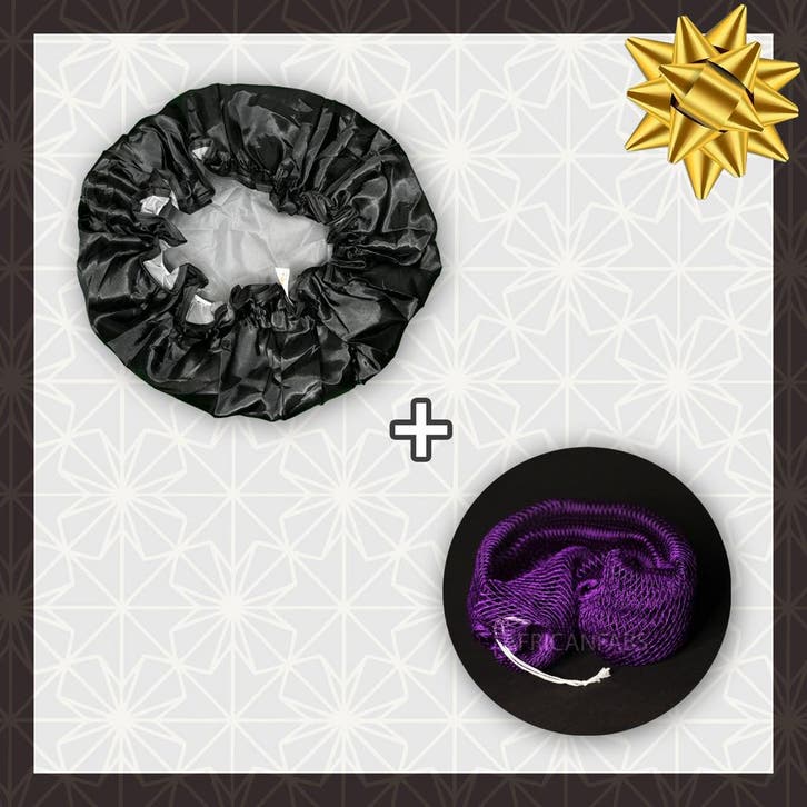 SHOWER SET - Douchemuts + Afrikaanse spons / net sponge paar, Sieraden, Tassen en Uiterlijk, Uiterlijk | Haarverzorging, Nieuw