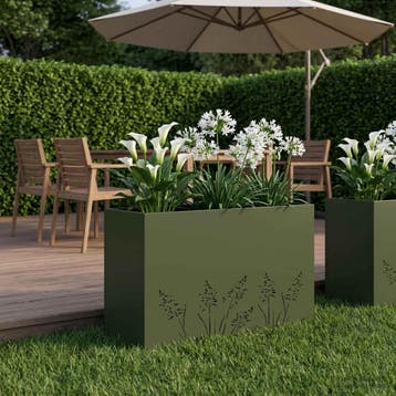vidaXL Plantenbak Olijfgroen 80 x 20 x 49 cm Koudgewalst, Verzenden, Minder dan 60 cm, Nieuw, Metaal