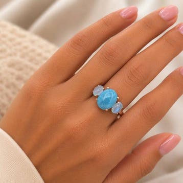 Zonder minimumprijs - Ring Verguld Aquamarijn - Diamant -, Nieuw