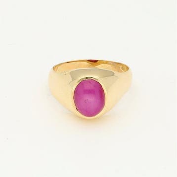Ring - 14 karaat Geel goud, Ster - Robijn, Nieuw