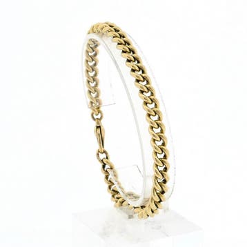 Gouden gourmetschakel armband (Schakelarmband), Ophalen of Verzenden, Gebruikt, Goud, Goud